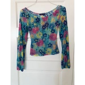 Sheer floral vintage mesh top by Camera